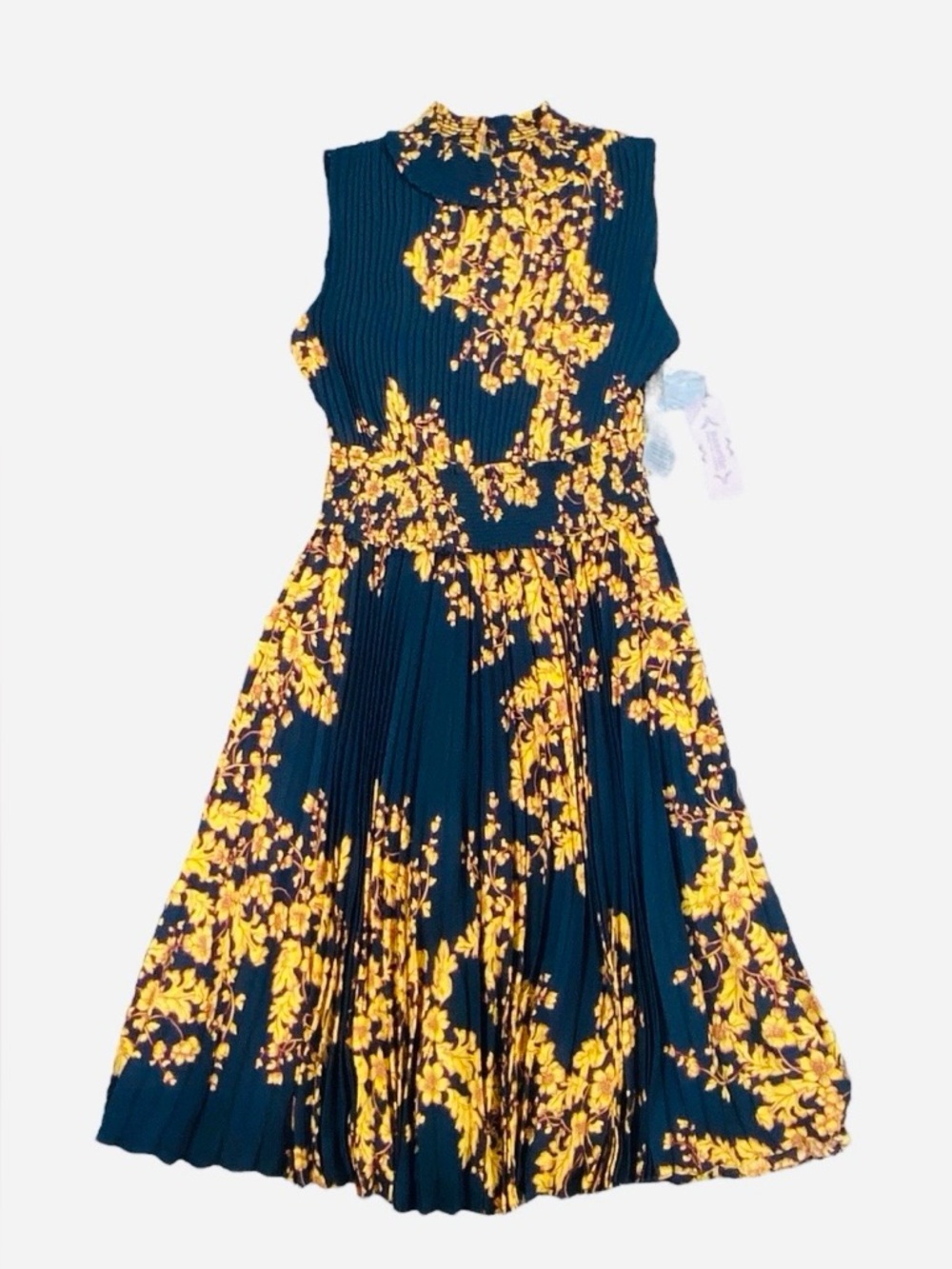 Nanette Lepore Navy Floral Pleated Mini Dress with orange Print ***NWT***
